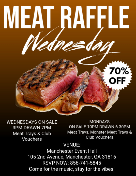 Sample Meat Raffle Flyer Copy of Black Maximalist Meat Raffle Flyer Flyer (us Letter) | PosterMyWall