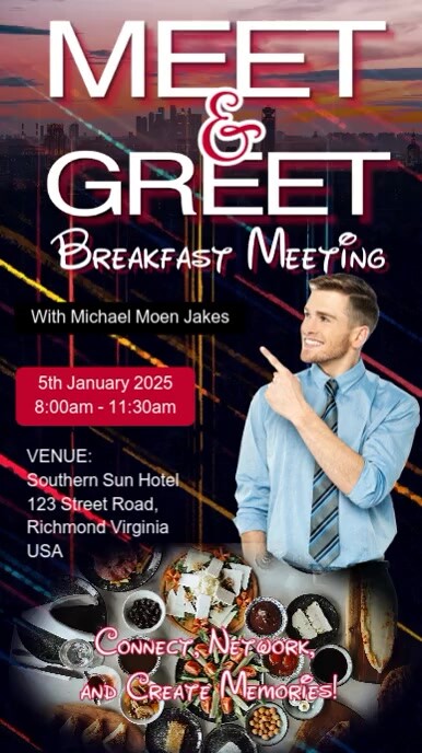 Black Maximalist Meet & Greet Breakfast Reel Instagram Story template
