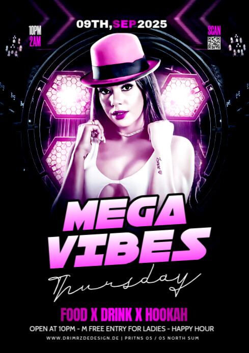 Black Maximalist Mega Vibes Party Flyer A4 template