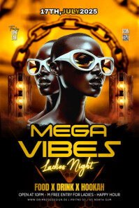 Black Maximalist Mega Vibes Party Poster template