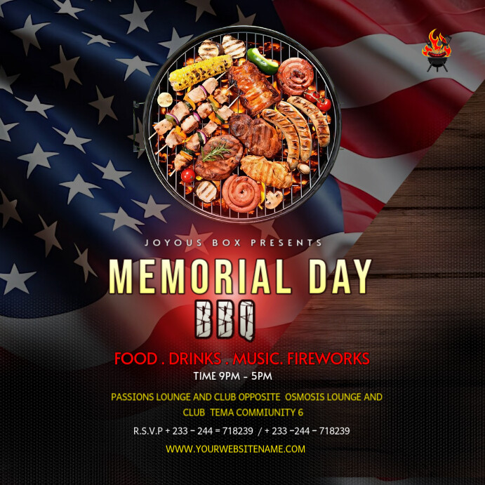 Black Maximalist Memorial Bbq Party Instagram Post Wpis na Instagrama template