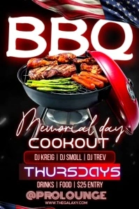 Black Maximalist Memorial Day Barbacue Party Poster template