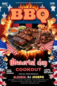 Black Maximalist Memorial Day Bbq Cookout Party  Poster template