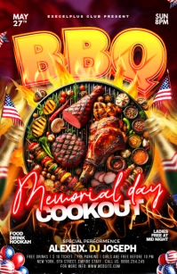 Black Maximalist Memorial Day Bbq Cookout Party Tabloid template