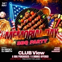 Black Maximalist Memorial Day Bbq Party Ad Square (1:1) template