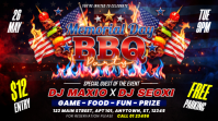 Black Maximalist Memorial Day BBQ Party Digital Display template