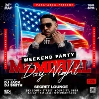 Black Maximalist Memorial Day Weekend Party Exclusive Flyer Instagram Post template