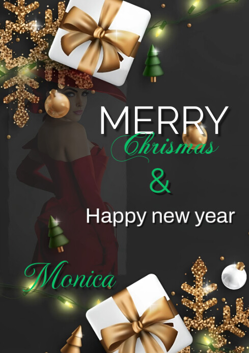 Copy of Black Maximalist Merry Chrismas And Happy New Year A4 ...