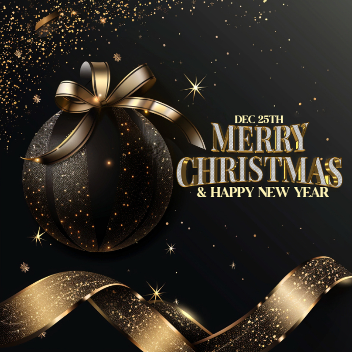 Plantilla de Black Maximalist Merry Christmas & New Year Wish Template ...