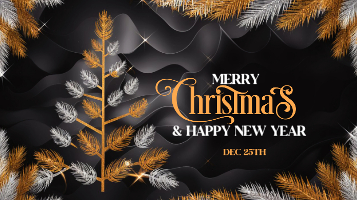 Black Maximalist Merry Christmas & New Year Wish Template Twitter Post ...