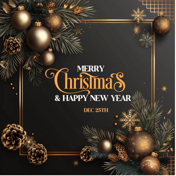 Black Maximalist Merry Christmas & New Year Wish Template Instagram ...