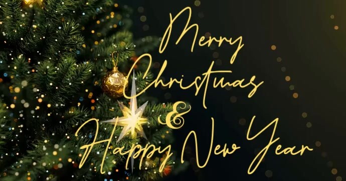 Copy of Black Maximalist Merry Christmas And Happy New Year Facebook ...