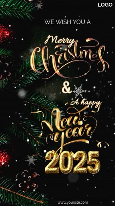 Copy of Black Maximalist Merry Christmas And Happy New Year 2025 Card ...