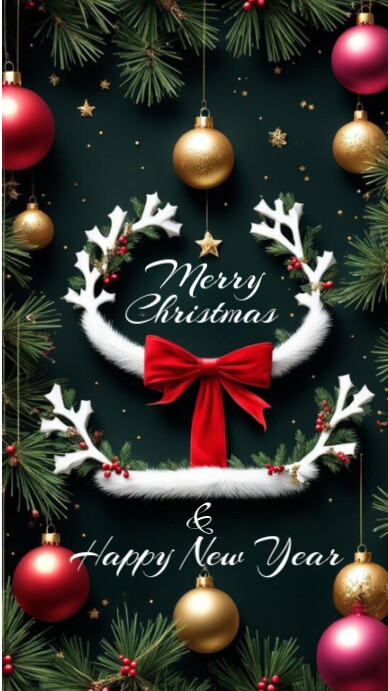 Modèle Black Maximalist Merry Christmas And Happy New Year Digital ...