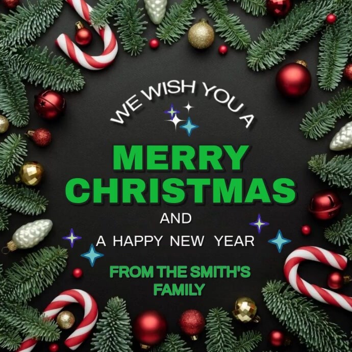 Plantilla de Black Maximalist Merry Christmas And Happy New Year From ...