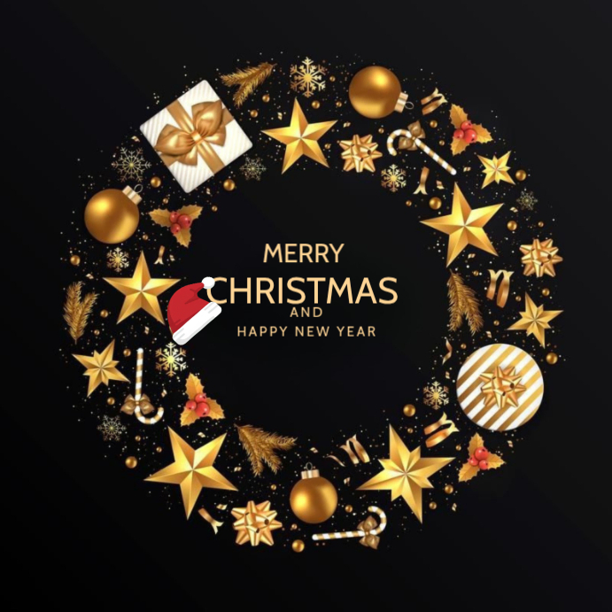 Black Maximalist Merry Christmas And Happy New Year Instagram Post ...