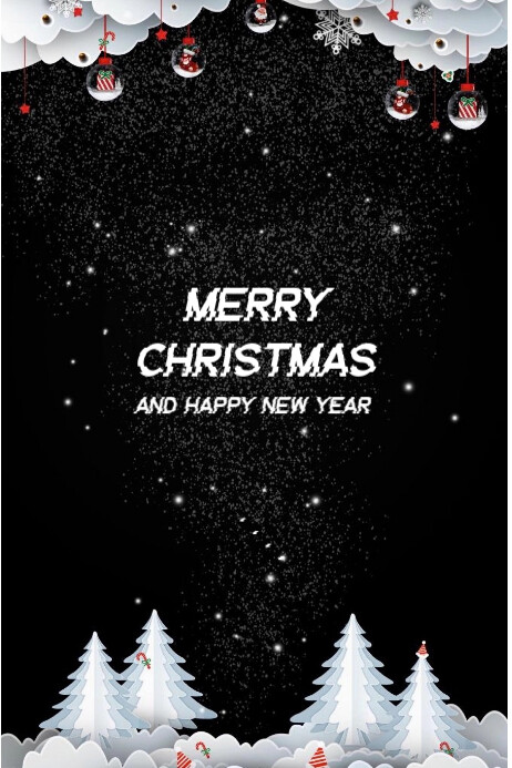 Black Maximalist Merry Christmas Banner 4' × Template | PosterMyWall
