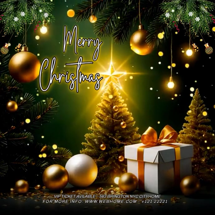 Black Maximalist Merry Christmas Card Instagram Post Template ...