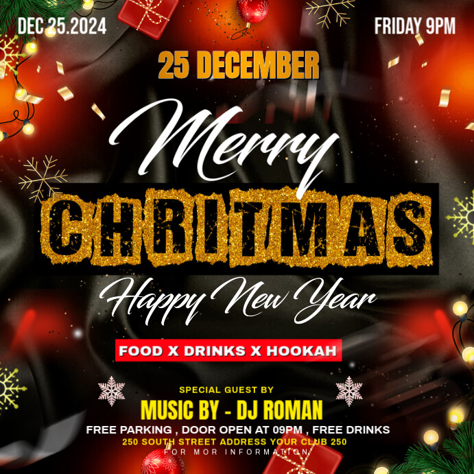 Copy of Black Maximalist Merry Christmas Flyer Square (1:1) | PosterMyWall