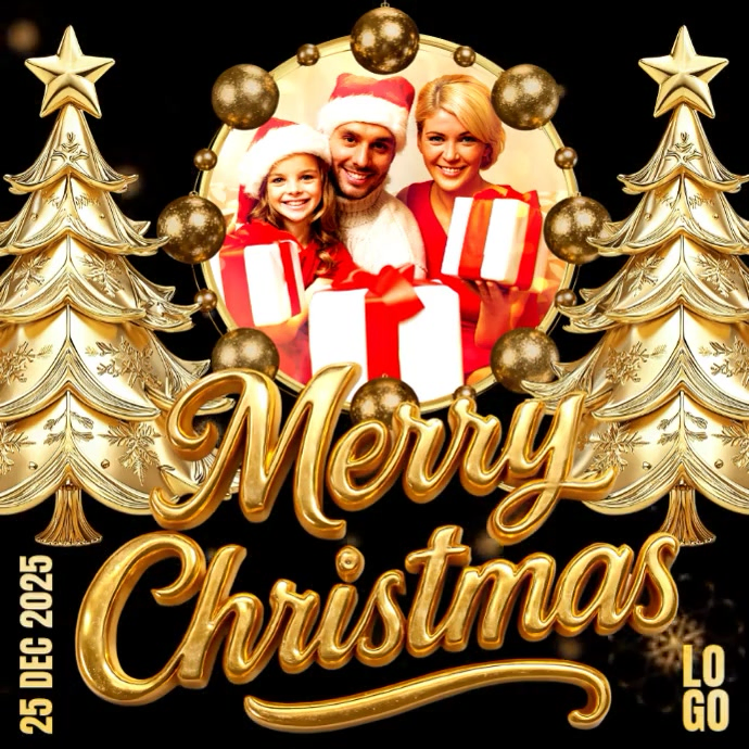 Black Maximalist Merry Christmas Instagram Post Template | PosterMyWall