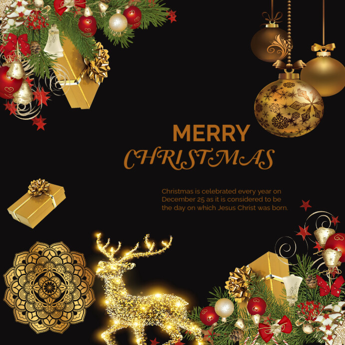 Copy of Black Maximalist Merry Christmas Instagram Post | PosterMyWall