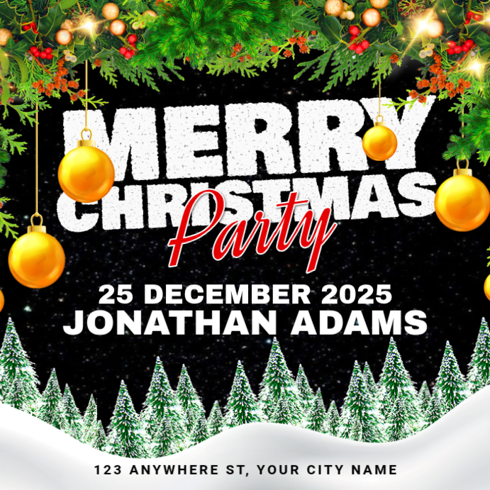 Black Maximalist Merry Christmas Instagram Post Template | PosterMyWall