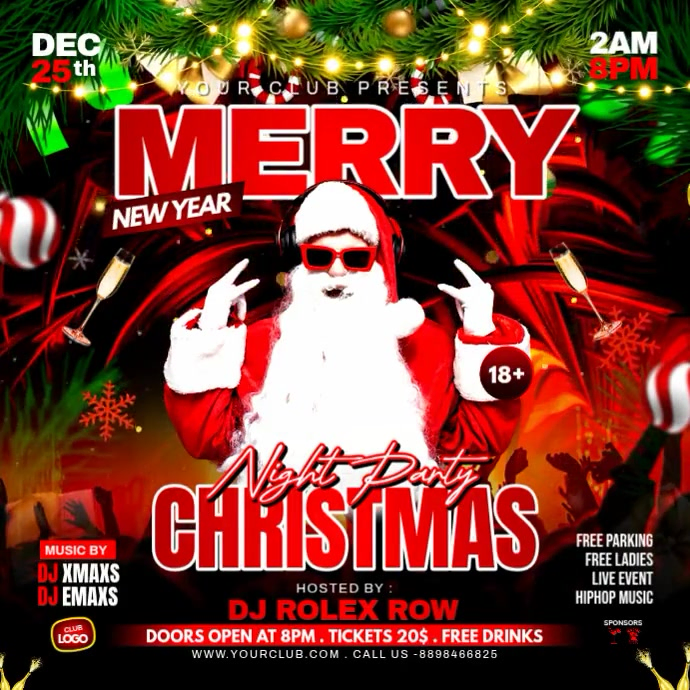 Copy of Black Maximalist Merry Christmas Party Flyer Instagram Post ...