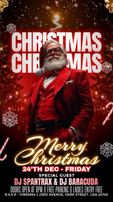 Black Maximalist Merry Christmas Party Instagram Story Template ...