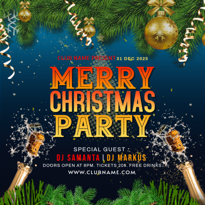 Black Maximalist Merry Christmas Party Instagram Post Modelo | PosterMyWall