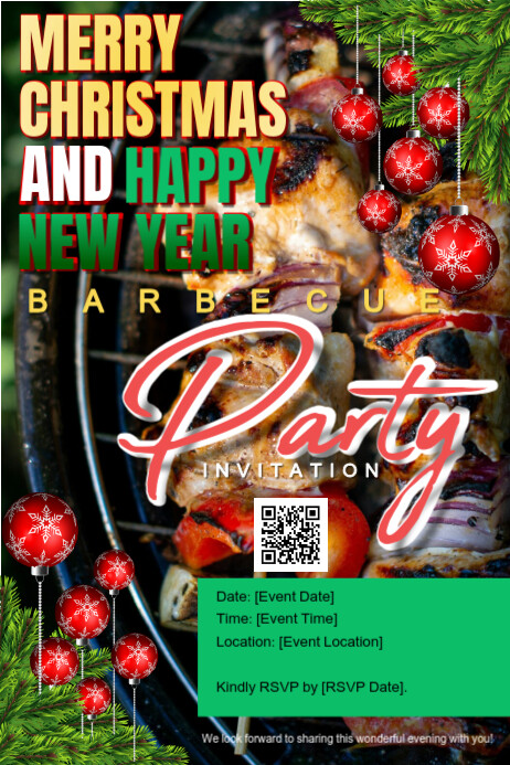 Plantilla de Black Maximalist Merry Christmas Party Poster | PosterMyWall