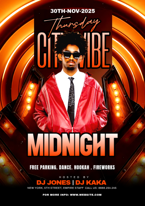 Black Maximalist Midnight Party Flyer A4 Template | PosterMyWall