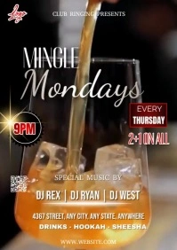Black Maximalist Mingle Monday Party Flyer A3 template