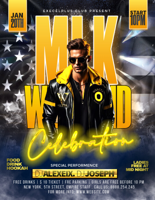 Black Maximalist Mlk Weekend Party Flyer (us Letter) template