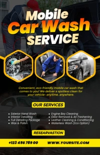 Black Maximalist Mobile Car Wash  Half Page Wide Halve pagina breed template