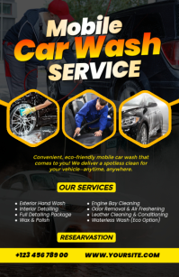Black Maximalist Mobile Car Wash  Half Page Wide template