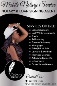 Black Maximalist Mobile Notary  Poster template