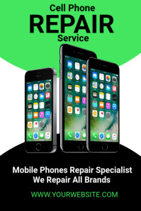 Black Maximalist Mobile Repair  Poster template