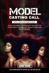 Black Maximalist Model Casting Call Design Te Poster template