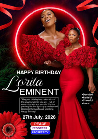 Black Maximalist Modern Birthday Template  A4