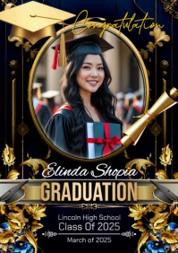 Black Maximalist Modern Graduation Poster Design For High School Seniors A2 template