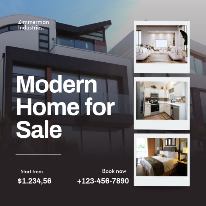Plantilla de Black Maximalist Modern Home For Sale Instagram Post ...
