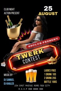 Black Maximalist Modern Twerk Contest Flyer Template  Poster