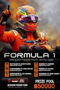 Black Maximalist Monaco Racing Circuit Schedule Poster template