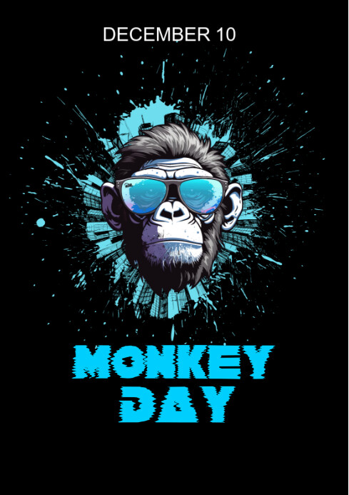 Black Maximalist Monkey Day A4 template