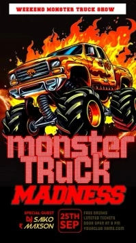 Black Maximalist Monster Truck  Digital Displ Display digitale (9:16) template