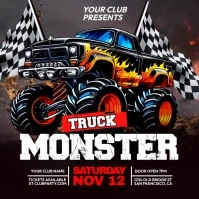 Black Maximalist Monster Truck  Instagram Pos template