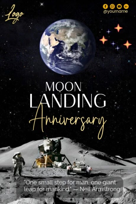 Black Maximalist Moon Landing Anniversary  Poster Plakat template