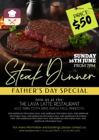 black maximalist mordern father's day restaur A3 template