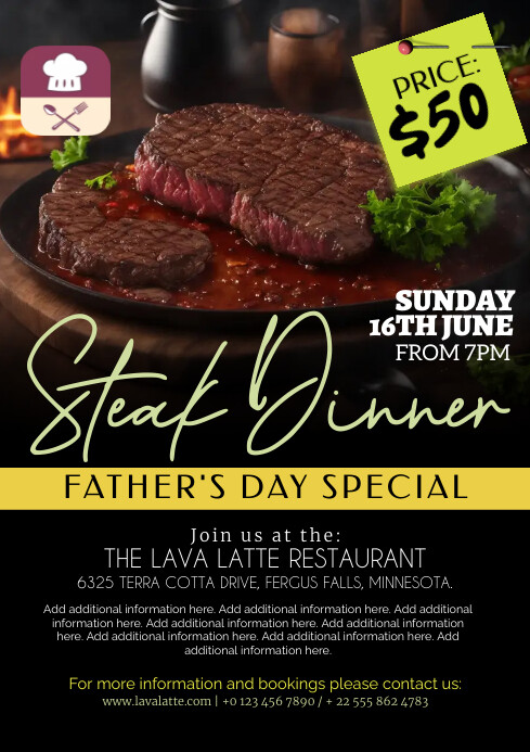 black maximalist mordern father's day restaur A3 template