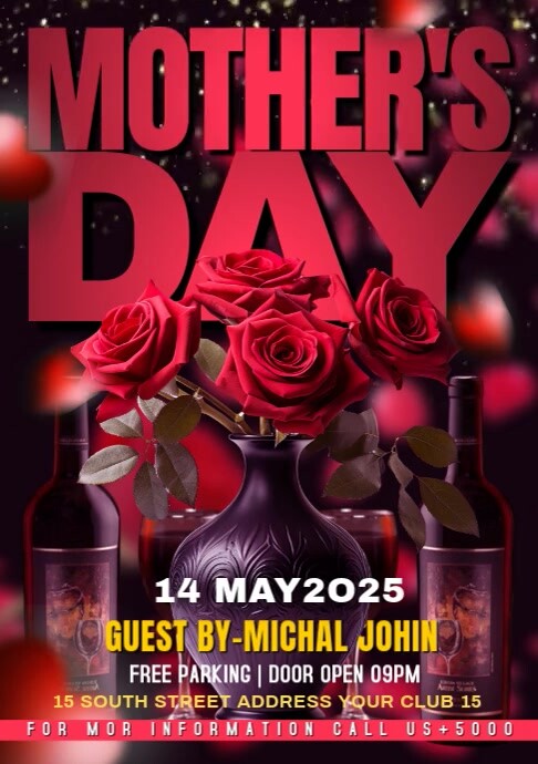 Black Maximalist Mother Day Event Flyer A4 template